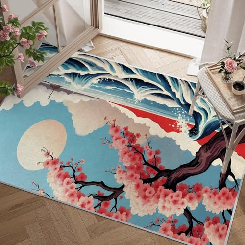 Moquette douce Mont Fuji 180x240 cm tapis à poils courts paysage