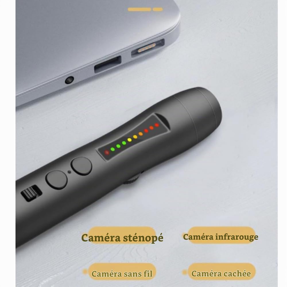 Détecteur Caméra Espion, 4-in-1 Détecteur De Caméra Cachée Détecteur De Bugs GPS Tracker Scanner, Infrarouge Detecteur Micro Espion Detecteur De Camera Prend en Charge Les Signaux RF Et sans Fil