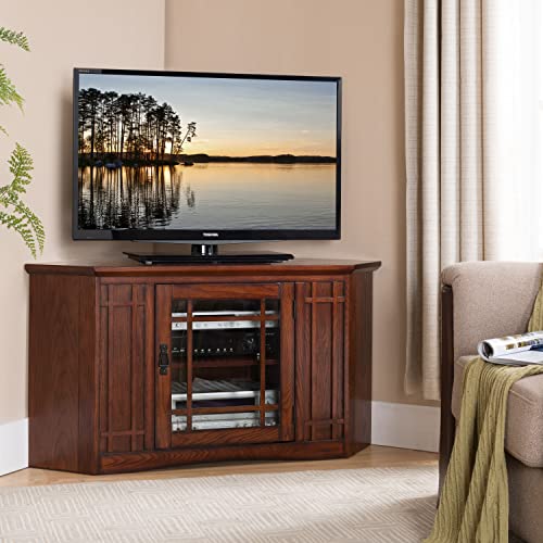 Leick Home 82285 Mission Corner TV Stand Made from Solid Wood, One Door and Adjustable Shelf, for 50" TVs, Mission Oak - Image 5