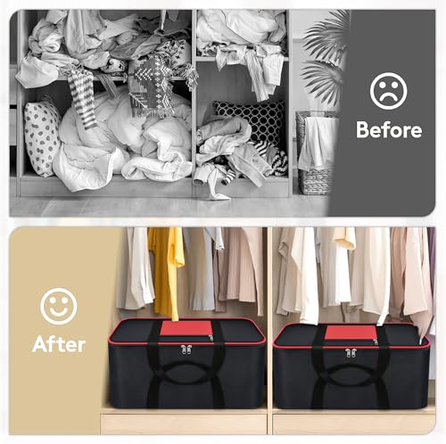 Image of GLUN Multipurpose Underbed Storage Bag, 67L Capacity Pack of 1 with Double-Side Handles, Two-Way Zipper & Front Pocket, Clothing & Blanket Storage Organiser