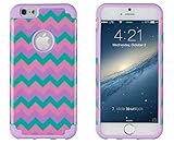 iPhone 6, DandyCase 2in1 Hybrid High Impact Hard Aqua Pink Purple Pastel Chevron Pattern + Lavender Silicone Case Cover for Apple iPhone 6 (4.7