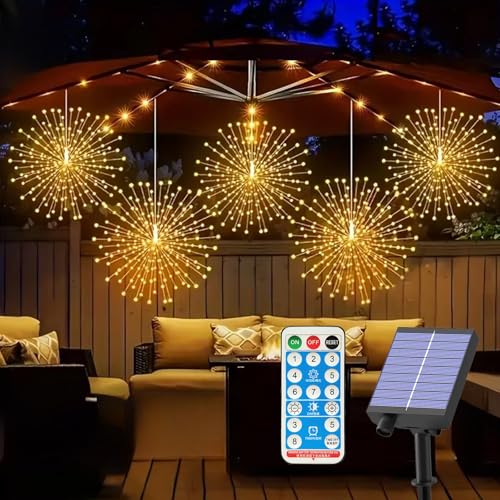 5PCS Solares Colgantes de Fuegos Artificiales, Luces Solares para Exterior Jardin con 8 Modos de Iluminación, IP65...