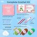 Mewaii Beginner Crochet Kit with 40% Extra Yarn, Pre-Started Yarn & Video Tutorials - 3 Sea Turtles Craft Set for Adults & Kids