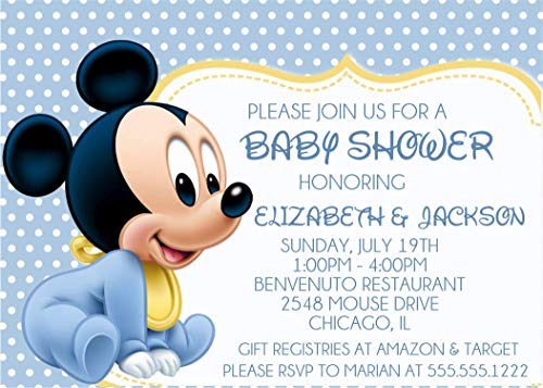 Mickey Mouse Baby Shower Invitations with Envelopes