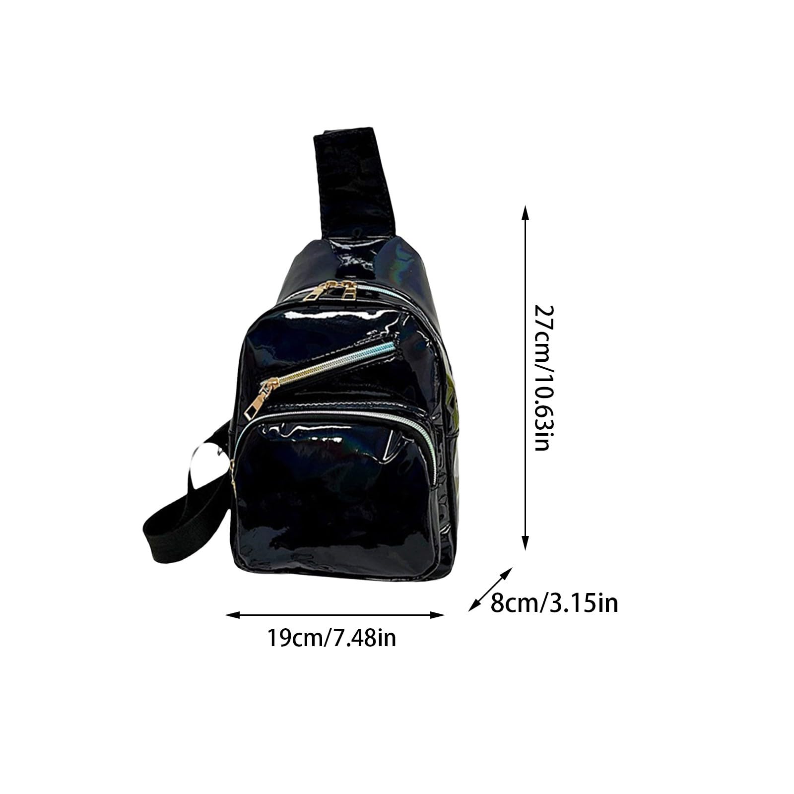 Elegante tasca sul petto da donna, strutturata, PU luminoso