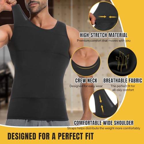 Men Compression Shirts, Slimming Body Shaper Vest, Gynecomastia Shapewear, Tummy Control Tank Top, Back Support4