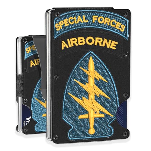 Slim Wallet With Money Clip, Us Army Special Forces Army Military Metal Wallet With Engraved Clip Veteran Tactical Minimalist Card Holder With Money Clip, Metal Waterproof Wallet, Gift Card Holder