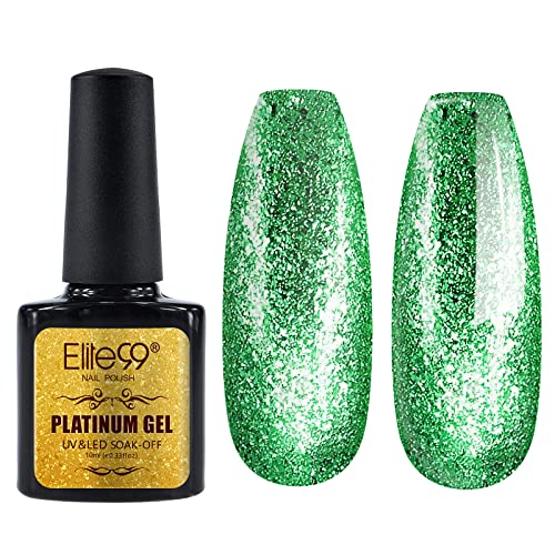 Elite99 - Esmalte de uñas de gel de empapado; secado mediante LED o UV (ultravioletas), 10 ml, color platino; laca de uñas para manicura Cover