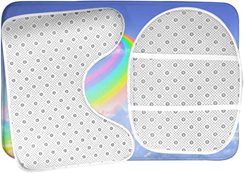Badezimmerteppich-Set, 3-teilig, Rainbow Sky, waschbare Badeteppiche, rutschfest, mit Rückenpolster, Konturteppich und Toilettendeckelbezug – Bild 6