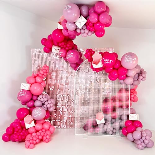 Bezente Hot Pink Latex Party Balloons - 150 Pack 5 inch Matte Small Pink Helium Balloons for Wedding Baby Shower Valentine's Day Birthday Party Backdrop Decorations - 4