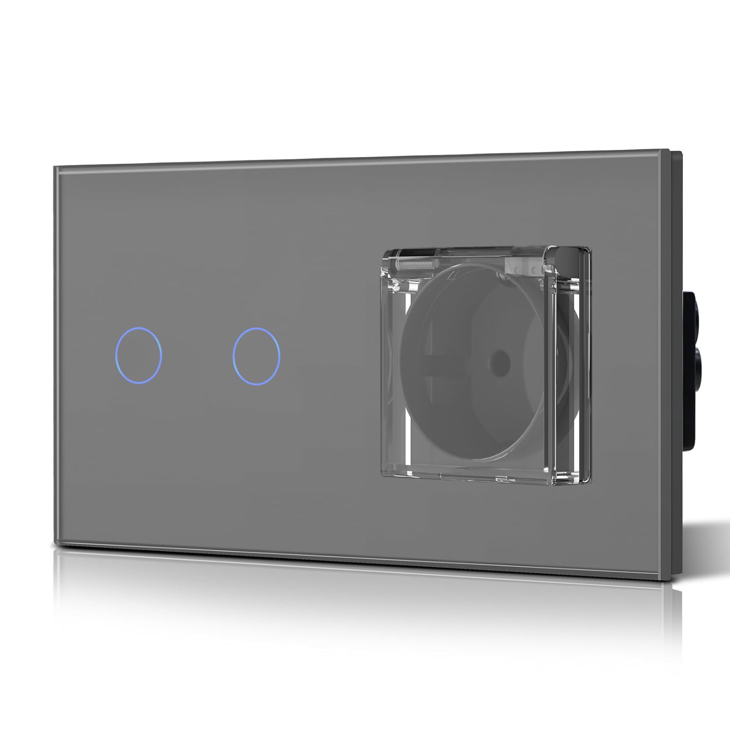 BSEED Interruptor táctil y enchufe pared,Toma de corriente con USB C,Panel de Vidrio con pulsador LED,Sin Función Wifi,1 Gang 1 Vía+1 Enchufe USB/Tipo C,157mm Negro — view 12