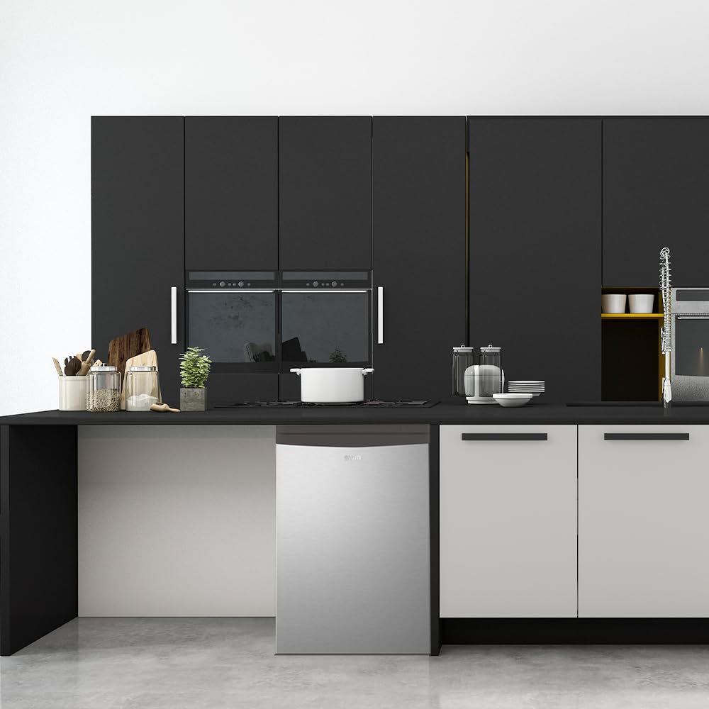 SVAN Frigorífico Refrigerador Inox SR855500ECX. Capacidad 120 Litros, Puerta Reversible, Bajo Nivel Sonoro, Eficiencia Energética Clase E