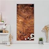 banjado&reg; Magnettafel 37 x 78cm / Magnetwand aus Metall/Magnetpinnwand als Memoboard/Pinnwand Magnettafel K&uuml;che, B&uuml;ro, Kinderzimmer inkl. 4 Magnete & Montageset - Motiv Trockenes Holz