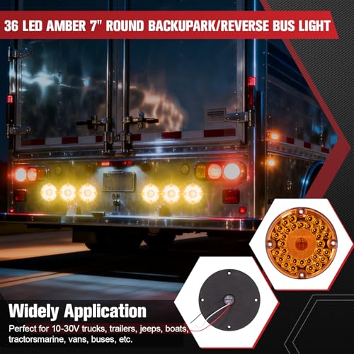 Image of 2PCS 7 inch 36 LED Round Trailer Tail Lights (Amber)