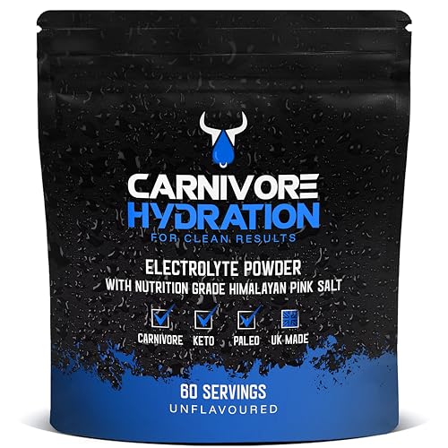 Carnivore Hydration - Unflavoured Electrolytes Powder - Sugar Free electrolytes Zero Carb - Keto diet fasting & Carnivore diet - UK Made with Himalayan Pink Salt Magnesium & Potassium - 60 Servings
