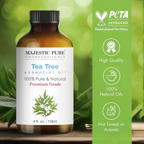 Image of Majestic Pure Essential Oil with Glass Dropper - 100% Pure and Natural - Essential Oils for Diffuser, Aromatherapy, Soap and Candle Making, Tea Tree Essential Oil, Tea Tree Oil, 4 Fl Oz (Pack of 3)