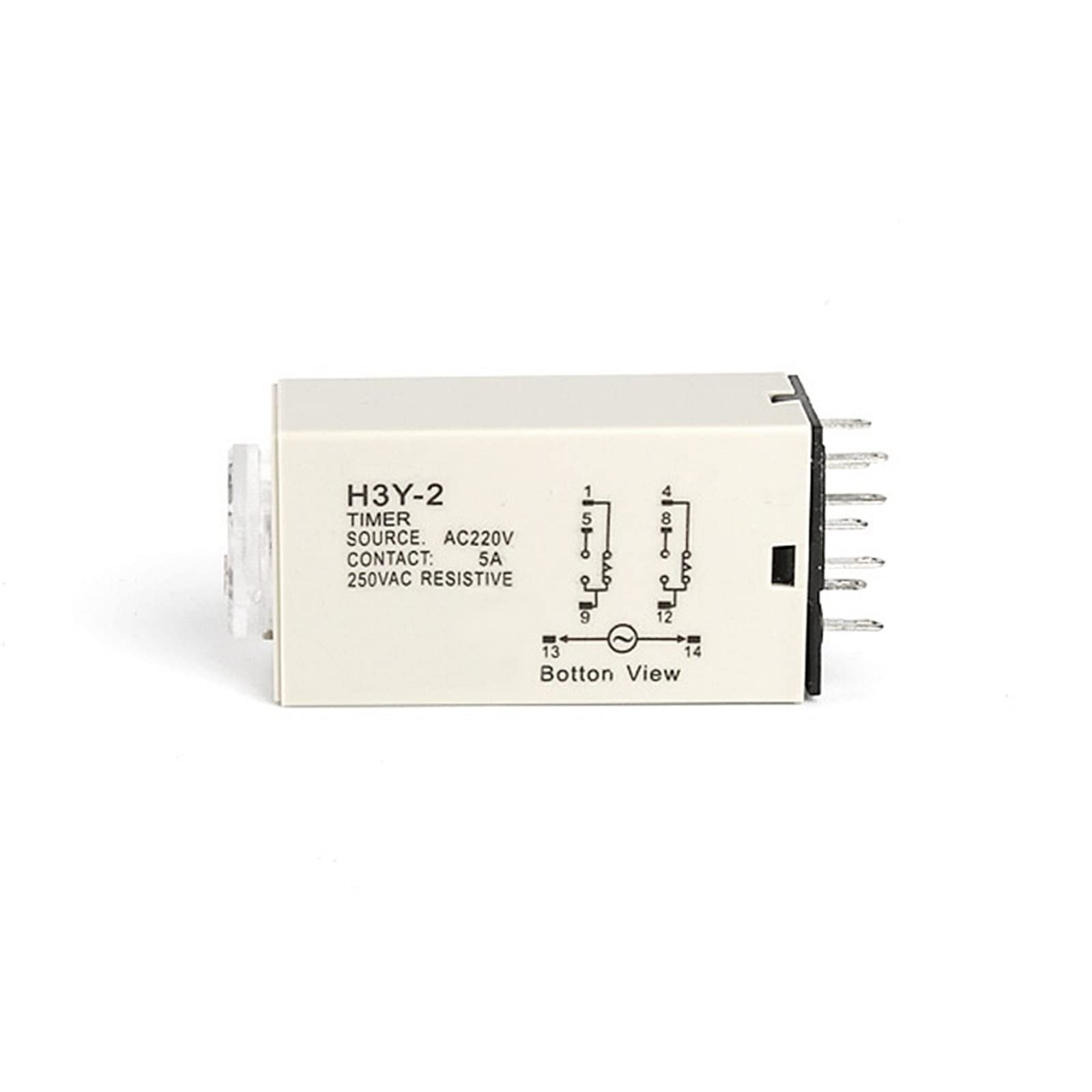 1 Set H3Y-2 AC220V Timer di Ritardo del relè di Tempo 5/10/30/60 Minuti/Secondi con Presa di Base 8PINS Manopola Rotante del relè di Tensione (Size : 0-60M)