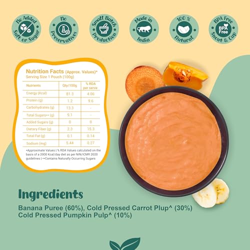 Image of Li'l Sprouts FruGies Veggie Lover Combo | Baby Food Puree | 4 Flavours | 6 Months+| Ready-to-Eat |Travel Food | Pack of 16, 100g each | No Salt, No Sugar and No Preservatives | Packed with Nutrients