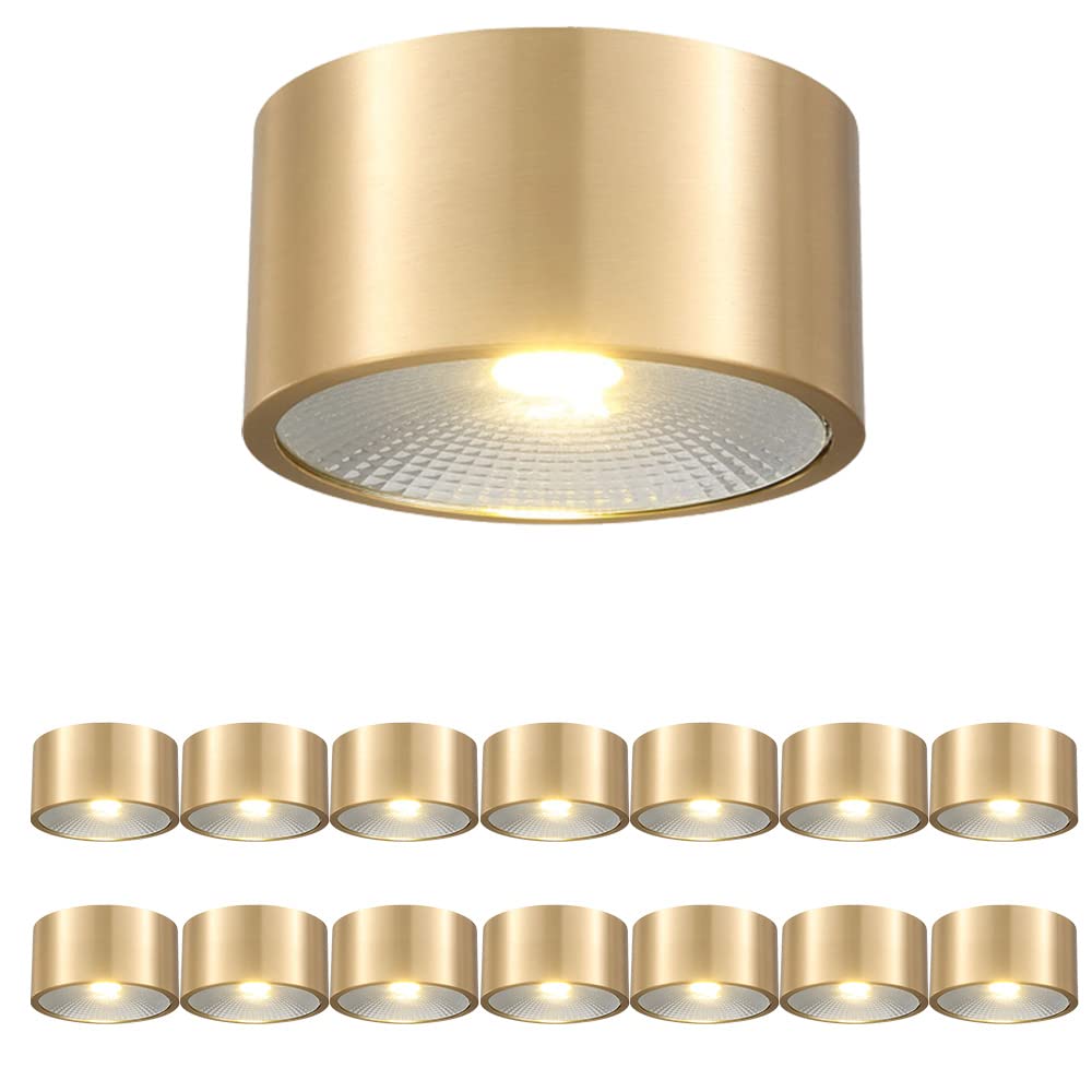 Aioneer 15 Pack All Copper Cob Spotlight Baffle Trim Surface Mounted Ceiling Downlight-5W/7W/12W Round Led Ceiling Downlight - Daylight Retrofit Downlight 3000K/4000K/6000K12w-6000K