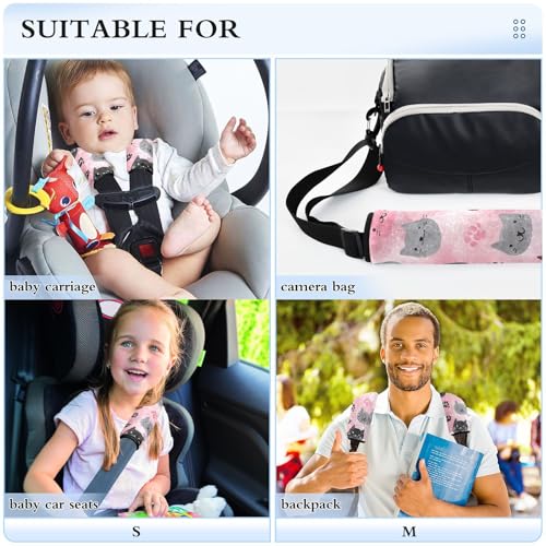Image of 2 Pack Seatbelt Covers Seat Belt Cover Pad for Adults Boys Girls Car Seat Strap Covers Pads Cushion Universal Shoulder Strap Pad Protector for Backpack Camera Bag 6.5 Inch Watercolor Cat Faces and Paw