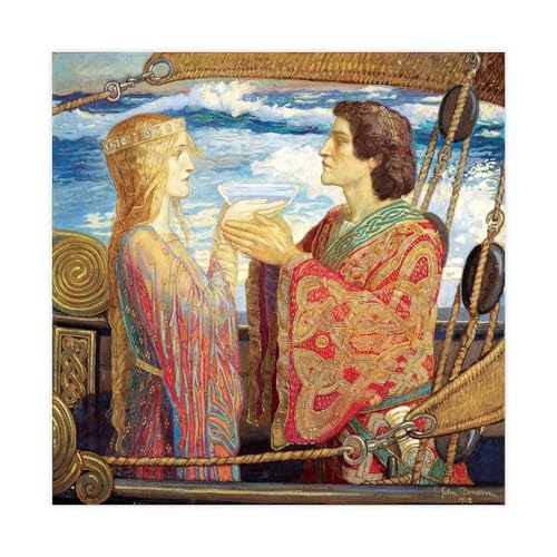 Impression sur toile Tristan et Isolde John Duncan - Tableau carré 40x40 cm sans cadre