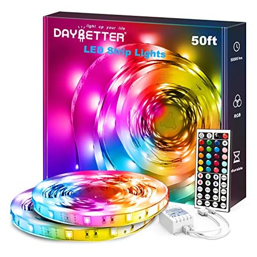 Daybetter Led Strip Lights, 50ft 270Leds RGB Led Light Strips Kits with Remote, Color Changing Led Lights for Bedroom Room Tv Kitchen Desk Party