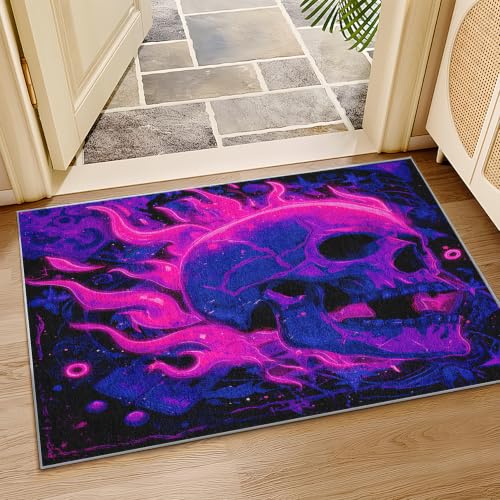 Tapis tête de mort antidérapant et doux pour descente de lit - 5