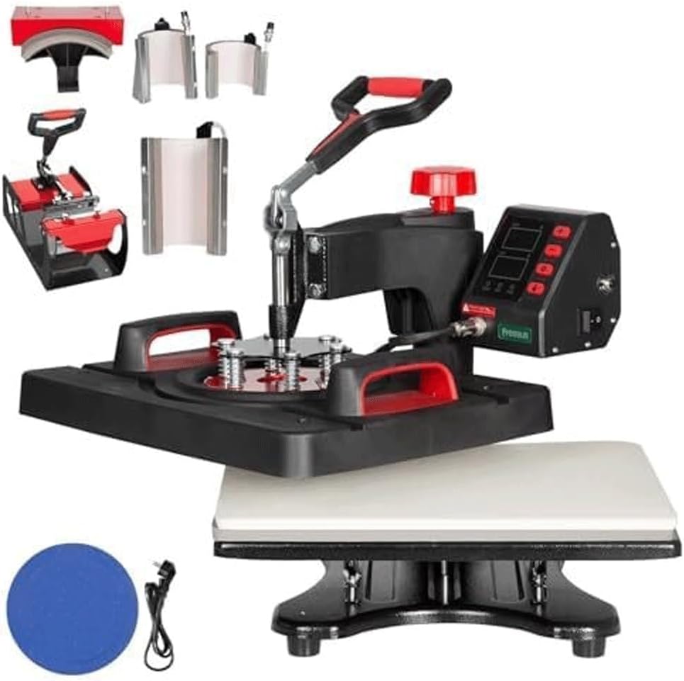 Thermal Transfer Printer, 8-in-1, Integrated Digital Control, 360 Degrees Vibration, Printing, T-shirt, Mug, Hat, Board, DIY, Printing, Dual Heater, Multifunctional Shirt Press Machine