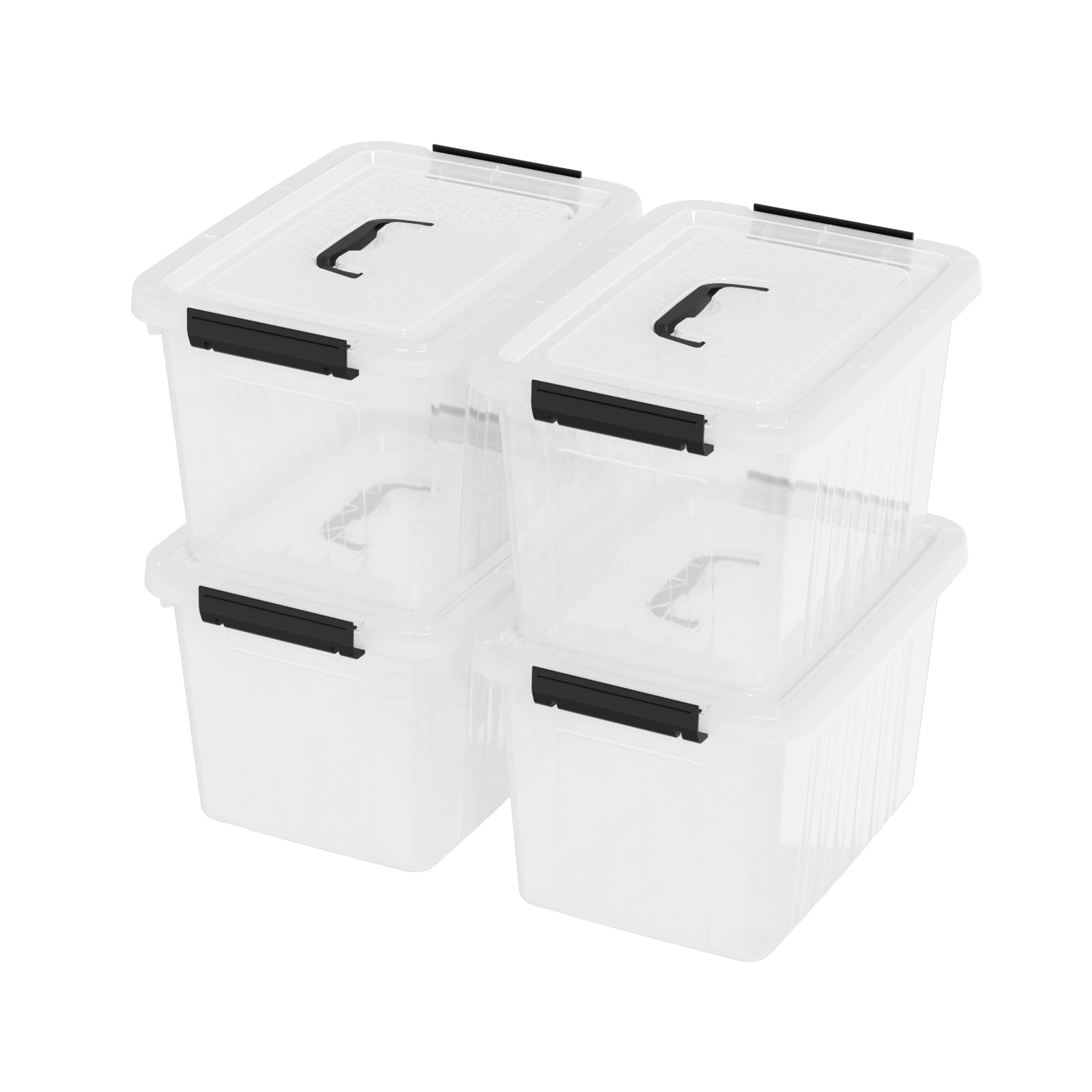 Cajas de almacenamiento de plástico transparente de 10 cuartos de galón con asa, paquete de 4 contenedores de almacenamiento de plástico transparente con tapas