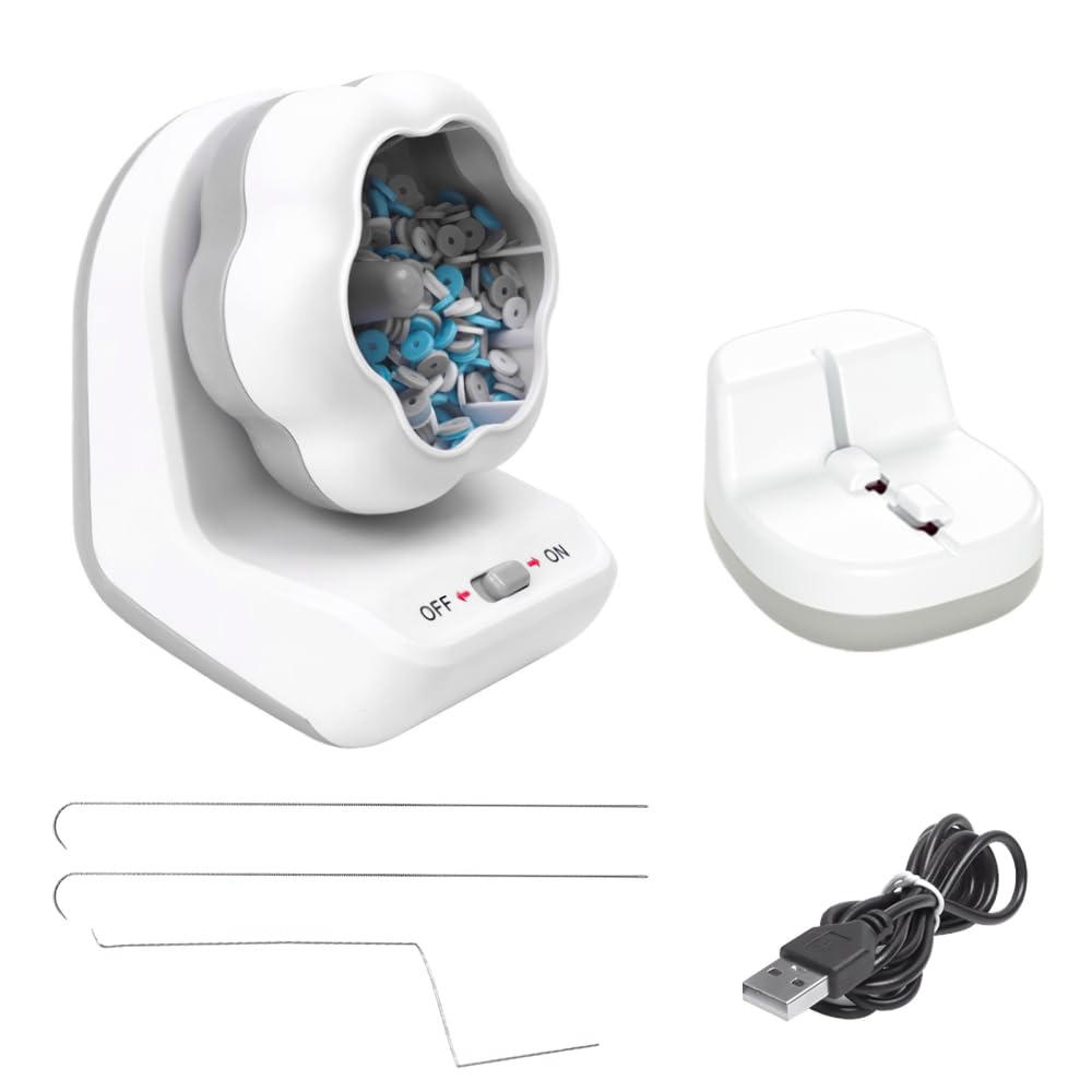 MiOYOOW Spinner Elettrico per Perline, Macchina USB per Perle Automatica con 3 Aghi per Perline, Filatore Elettrica per la Creazione di Gioielli Braccialetti Bracciali Fai da Te