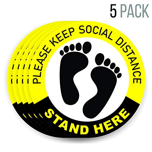 Social Distancing Floor Decals | 6 Feet Notice Floor Sign for Queues, Lines