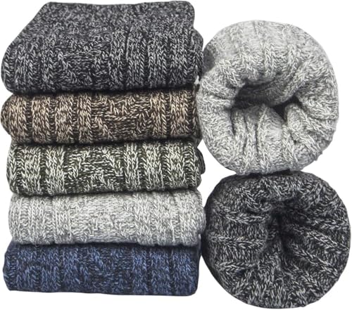 Womens Socks 5 Pairs Warm Merino Wool Socks for Women Thermal Boot Crew Lightweight Gifts Size 9-11