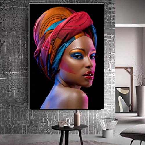 Affiche femme africaine rouge lèvres art mural scandinave