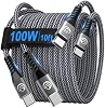 Cable USBC a USBC 100W [10 pies/paquete de 2] cable USB C a USB C de carga rápida trenzado, cable cargador C a C para MacBook Pro/Air, iPhone 17 16 15 Pro Plus, iPad Pro, Samsung Galaxy S26 S25 Ultra S24, Pixel, PS5, Switch 2