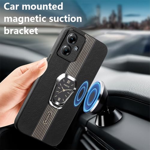 DESSEN Phone Case for Motorola Moto G14 with Unique Watch Dial Design and Ring Stand Premium Leather Cover Compatible with Magnetic Bracket Shockproof Drop Protection Bumper Shell - Image 3