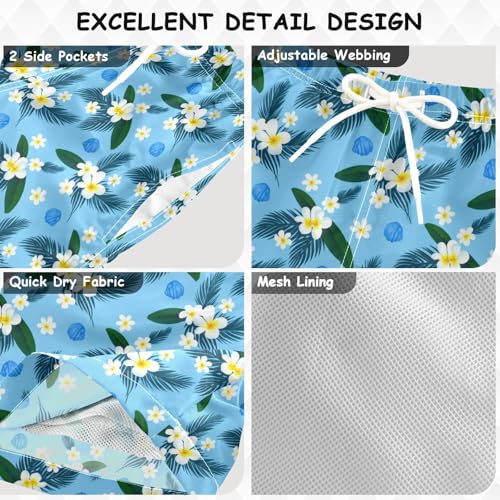 Little Boys Summer Flowers Floral Blue Swimwear Size 2-14 Years 203011513