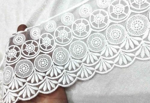 Image of Strala Red Color Laces for Dresses, Sarees, Lehenga, Suits, Bags, Decorations, Borders, Crafts and Home Decor,Blouse (3mtr) Design-801 (White)