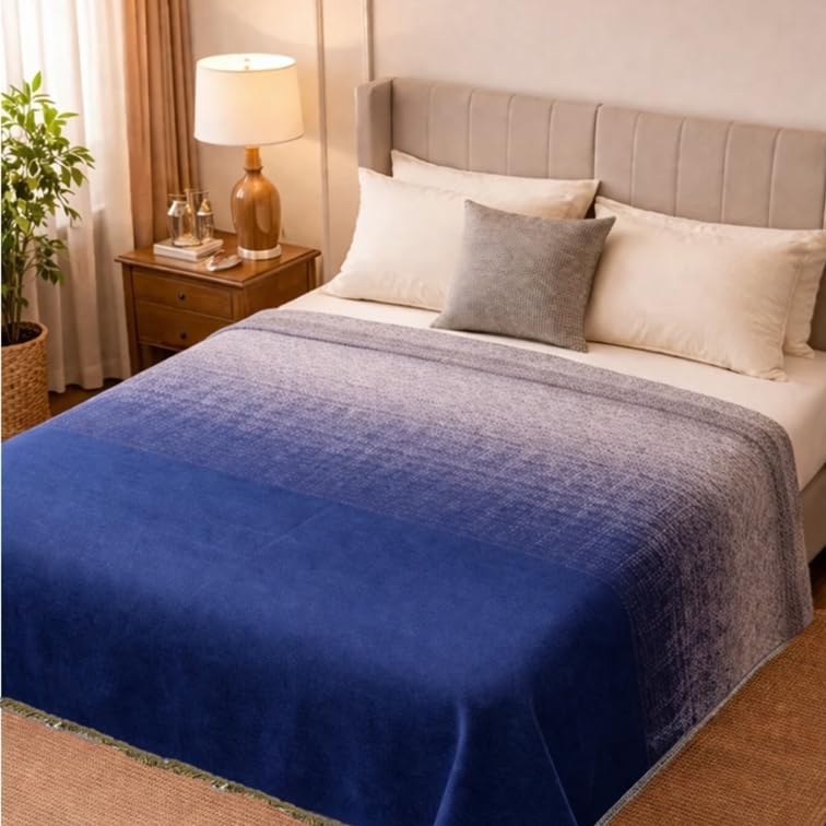 Solapur Cotton Premium Blanket | Modern Blue Horizon Calm Design | 60 x 90 Inch, Single Bed | Breathable, All Season, Summer, Winter & AC | Warm & Lightweight | Authentic | Restful Sleep-image-9