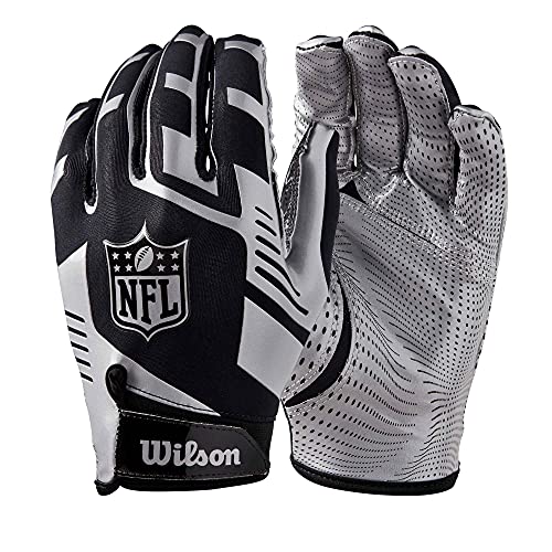 Wilson American Football Receiver-Handschuhe NFL STRETCH FIT RECEIVERS GLOVE, Einheitsgröße, schwarz/Silber, WTF930700M Wilson American Football Receiver-Handschuhe NFL STRETCH FIT RECEIVERS GLOVE, Einheitsgröße, schwarz/Silber, WTF930700M