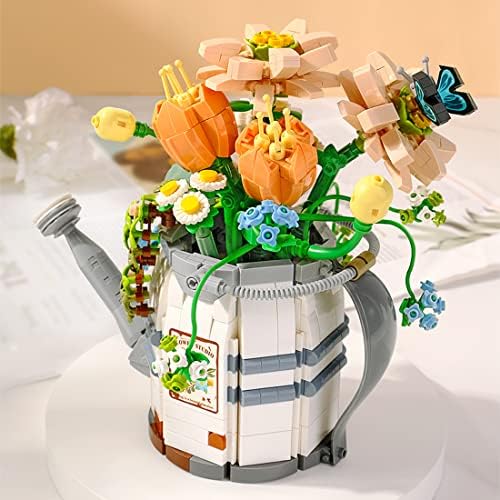 YYSS Watering Can with Potted Plants Modular Building 928Pcs Flower Bouquet Architecture Construction Toy Sets for Kids and Adults, Compatible with Lego, 16 x 11.5 x 5cm (O2619TKCZL617E)