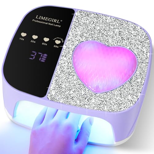 Image of LIMEGIRL UV LED Nail Lamp Kit for Gel Polish Professional Fast Curing Purple Dryer Light Set with 4 Timer Settings Cordless Rechargeable Nail Art Cure Machine for Manicure Pedicure at Home and Salon