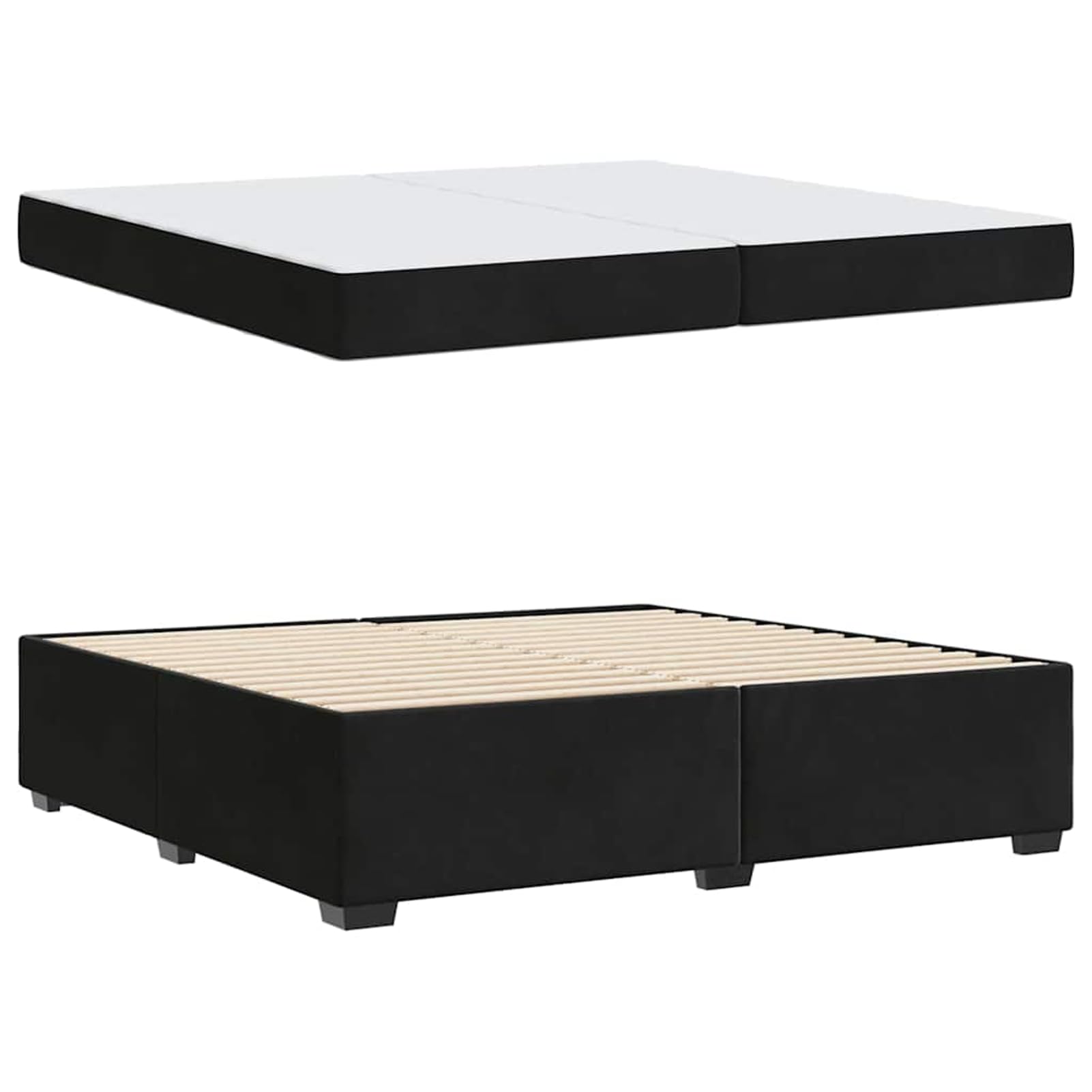 Gecheer Struttura del letto con materasso Nero 200 x 200 cm Velluto E2
