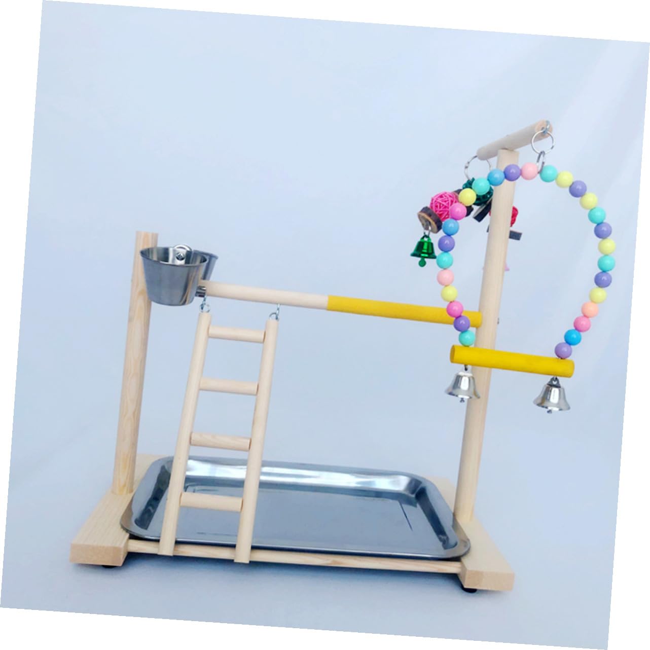 DOITOOL 1juego Parrot Playing Stand Toy para Entrenamiento De Aves De Madera Natural y Divertido para Interacción Casa y Tiendas De