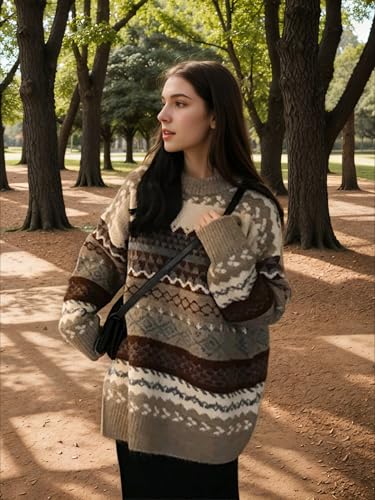 Image of Striped Sweater Women Knit Baggy Grandpa Vintage Pullover Grunge Old Money Casual Long Sleeve Aesthetic Streetwear