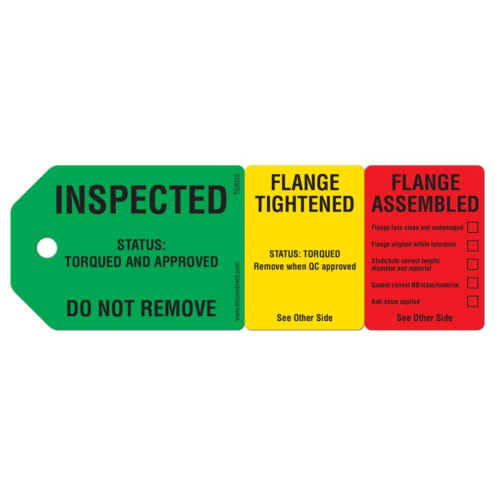 INCOM Manufacturing 3-Stage Flange Management Tags, Heavy Duty All-Weather DuraPly™, Waterproof and Tear-Resistant, 2.75 inch x 7.9 inch, 25 Pack,
