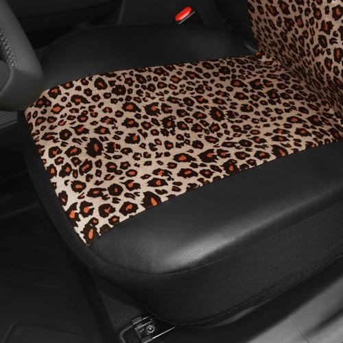 Image of AUTOFAN Universal Fit Front Car Seat Covers (2-Pack) - Premium PU Leather with Leopard Print Design, Airbag Compatible, Easy Installation, Stylish Interior Upgrade for Cars & SUVs