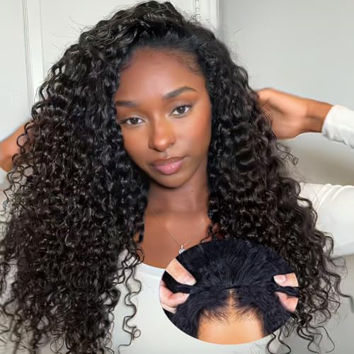 20 Inch Curly Half Wig Human Hair Deep Wave, All