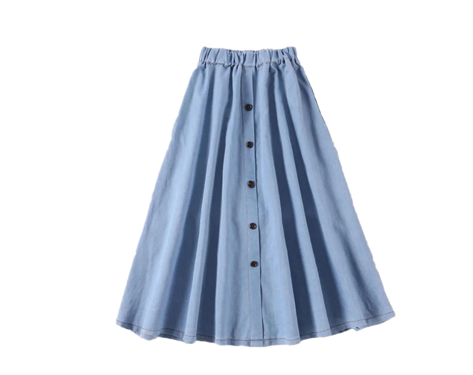 Falda de mezclilla holgada para mujer, de cintura alta, plisada, delgada, midi, larga