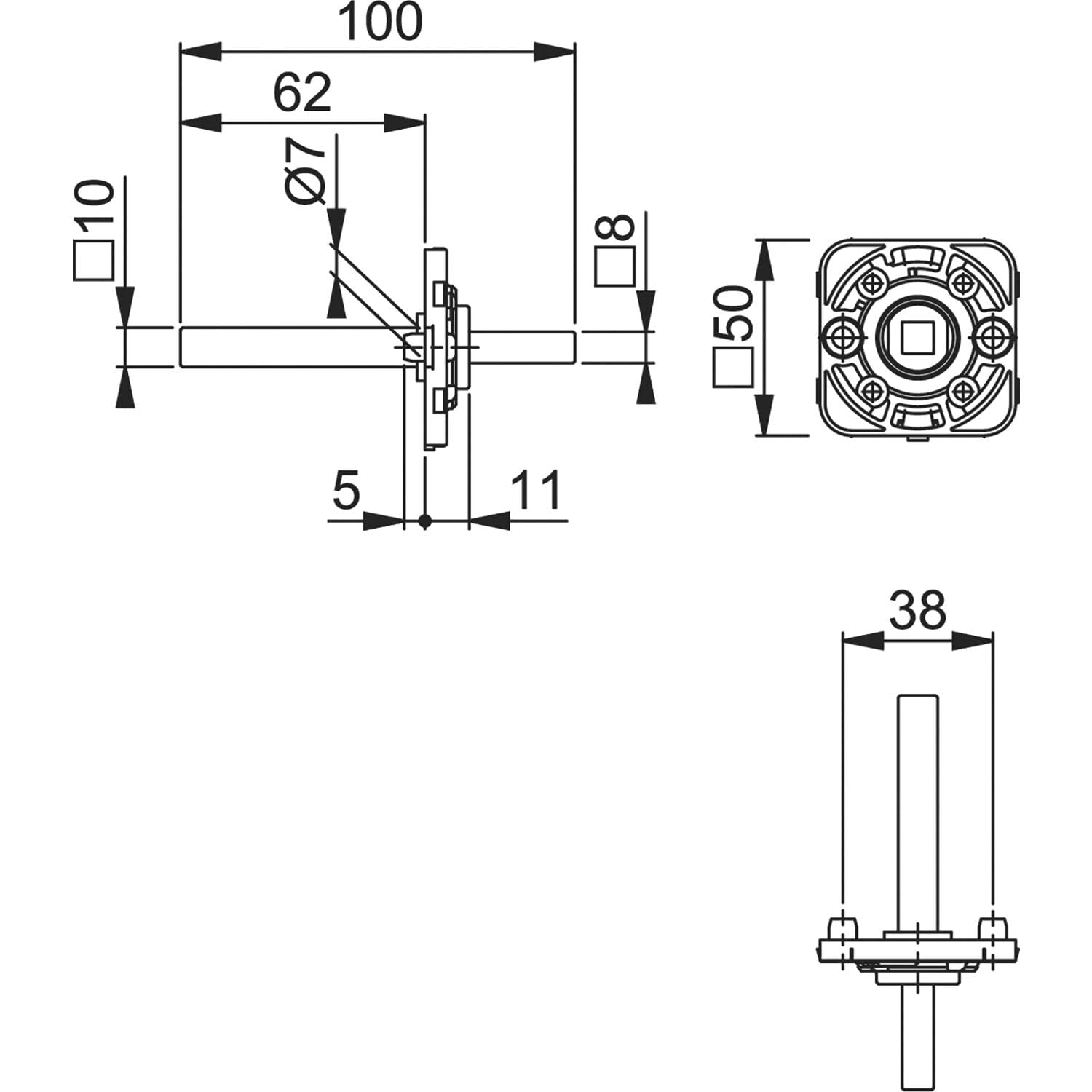 HOPPE Mounting Module UP52/RFL Square Door Handle Rosette VK 10/62 mm Steel Aluminium Coloured, Silver - Image 2