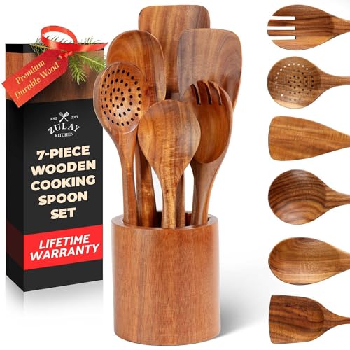 Zulay 7-Piece Teak Spoon Set